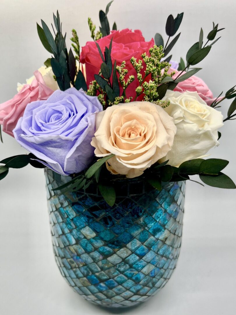 Sparkle Forever Rose Blue Vase