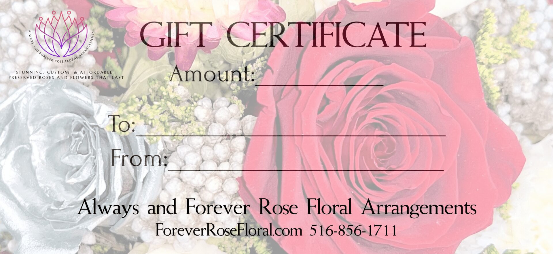 Always and Forever Rose Floral gift certificate