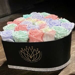 Forever Soft Rainbow Rose Heart Box